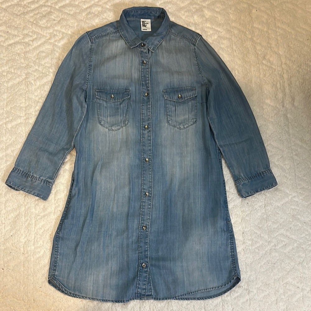 H&M Long Sleeve Denim Shirt Dress - Blue